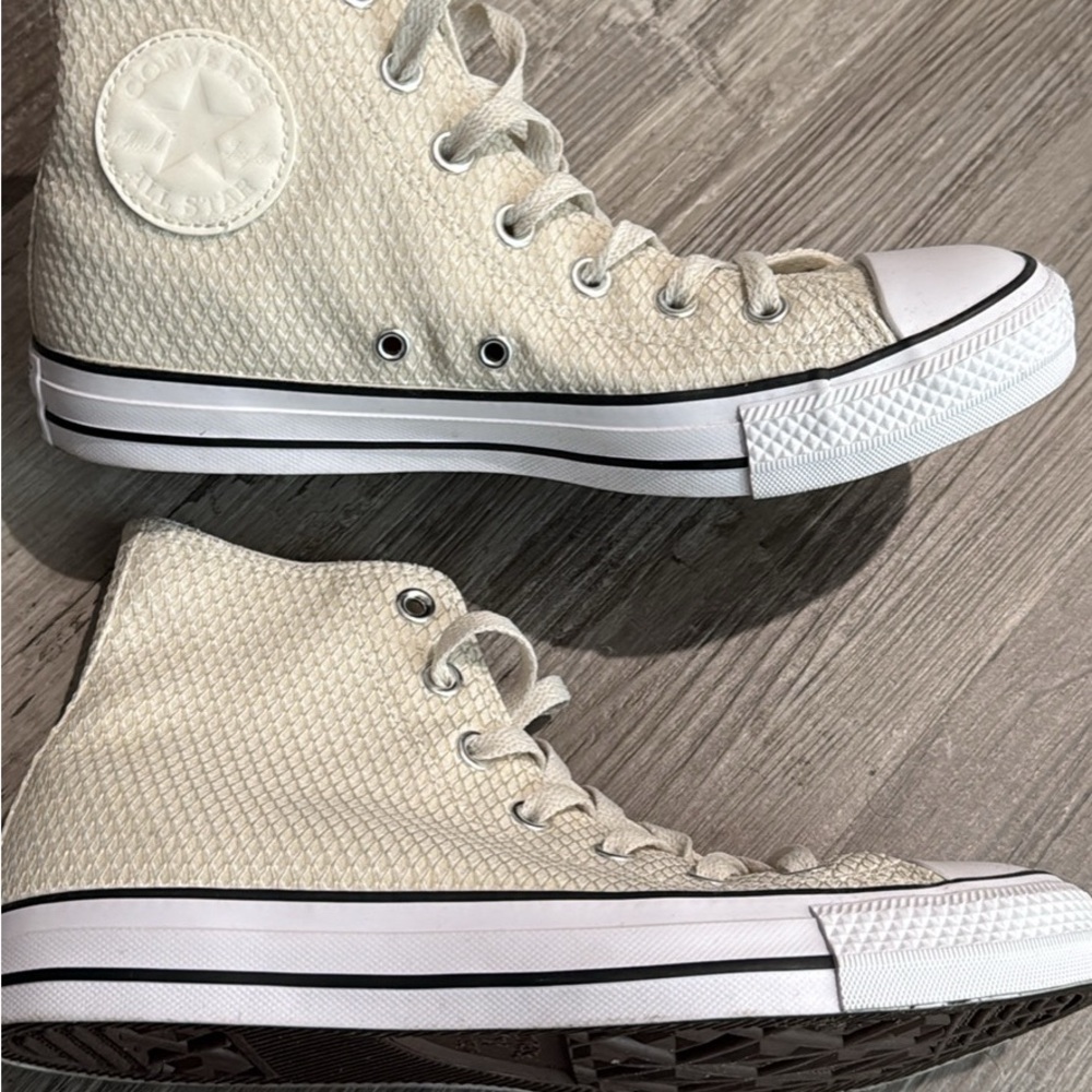 Converse Textured High-Tops in Off-White